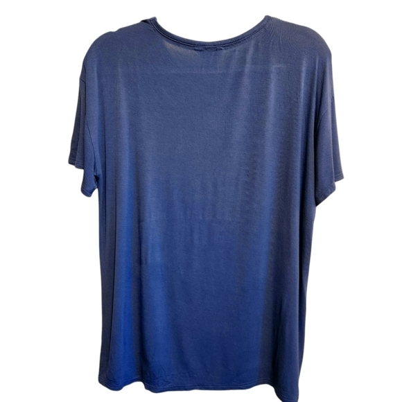 LUCKY BRAND LUXURY-SOFT BLUE RAYON STRETCHY LOGO TEE SHIRT SIZE MED - Picture 2 of 5